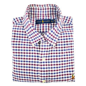 Ralph Lauren Oxford Shirt Mens Size XL Flesh Pony Classic Fit Tattersall Pattern